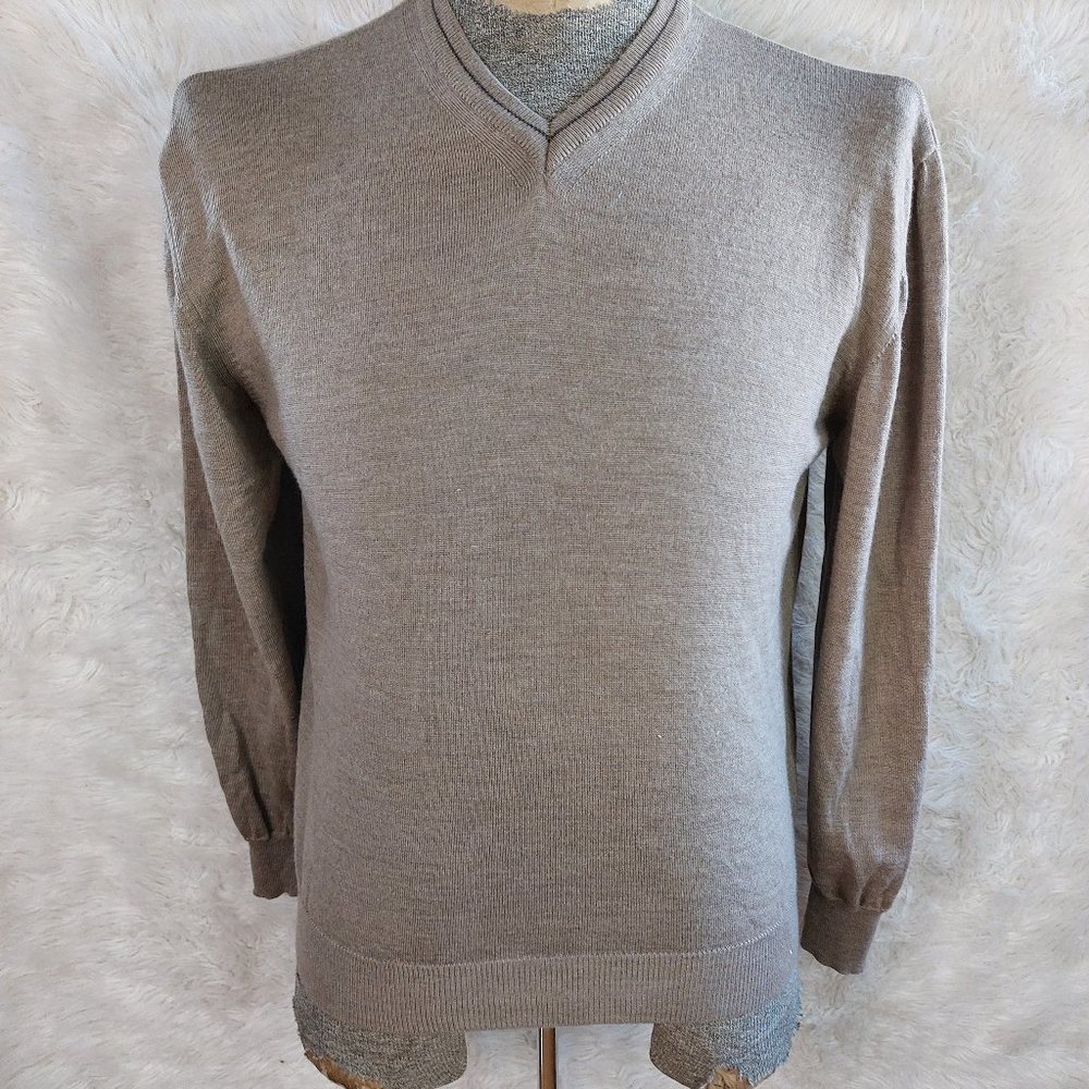 Kirkland Signature Men's Beige 100% Extra Fine Merino Wool Sweater Size L